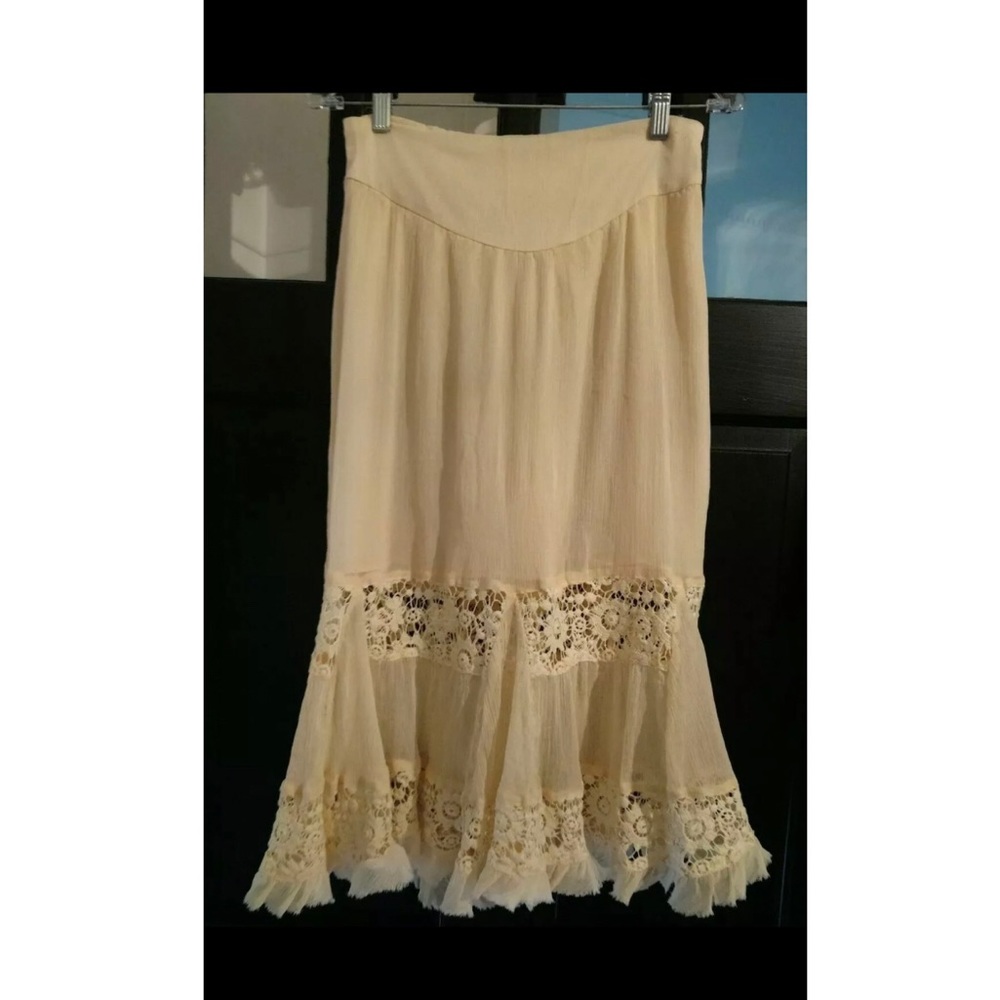 Free People Lace therapy xs boho skirt Beige maxi